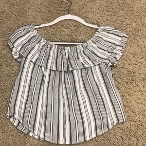 Gray and white striped top